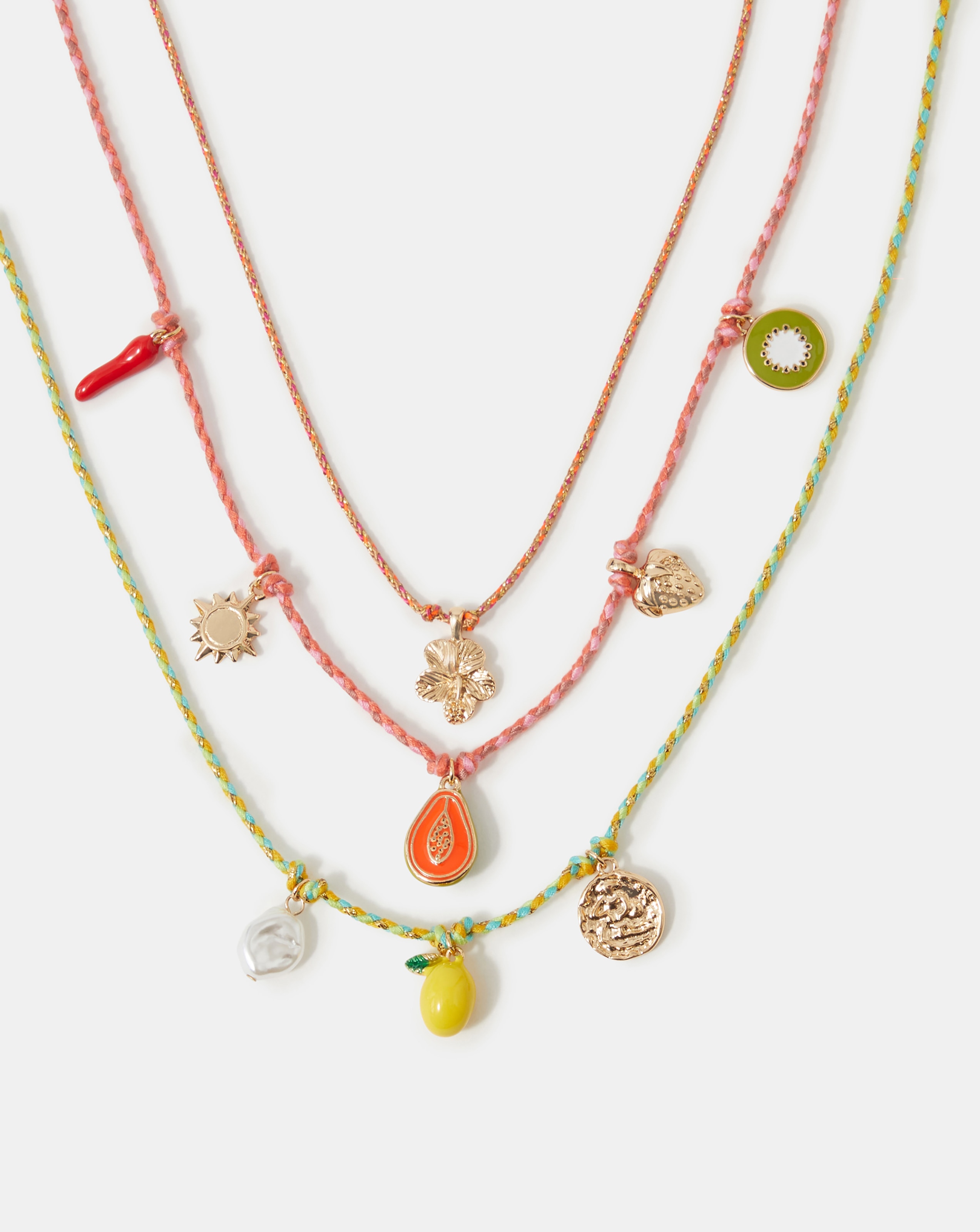 New In - Accessorize 3-Pack Charm Cord Necklaces