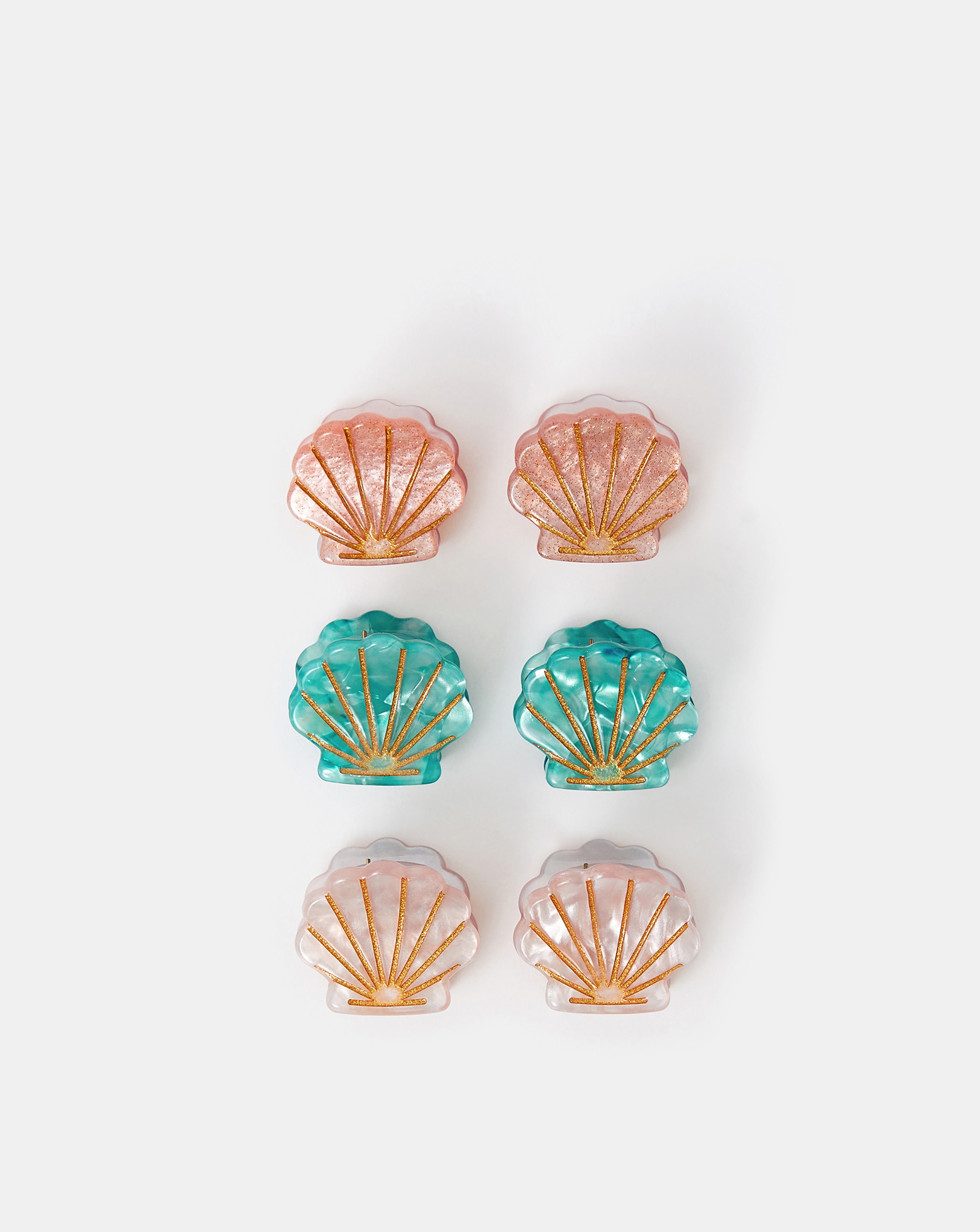 New In - Accessorize 6-Pack Mini Shell Claw Clips