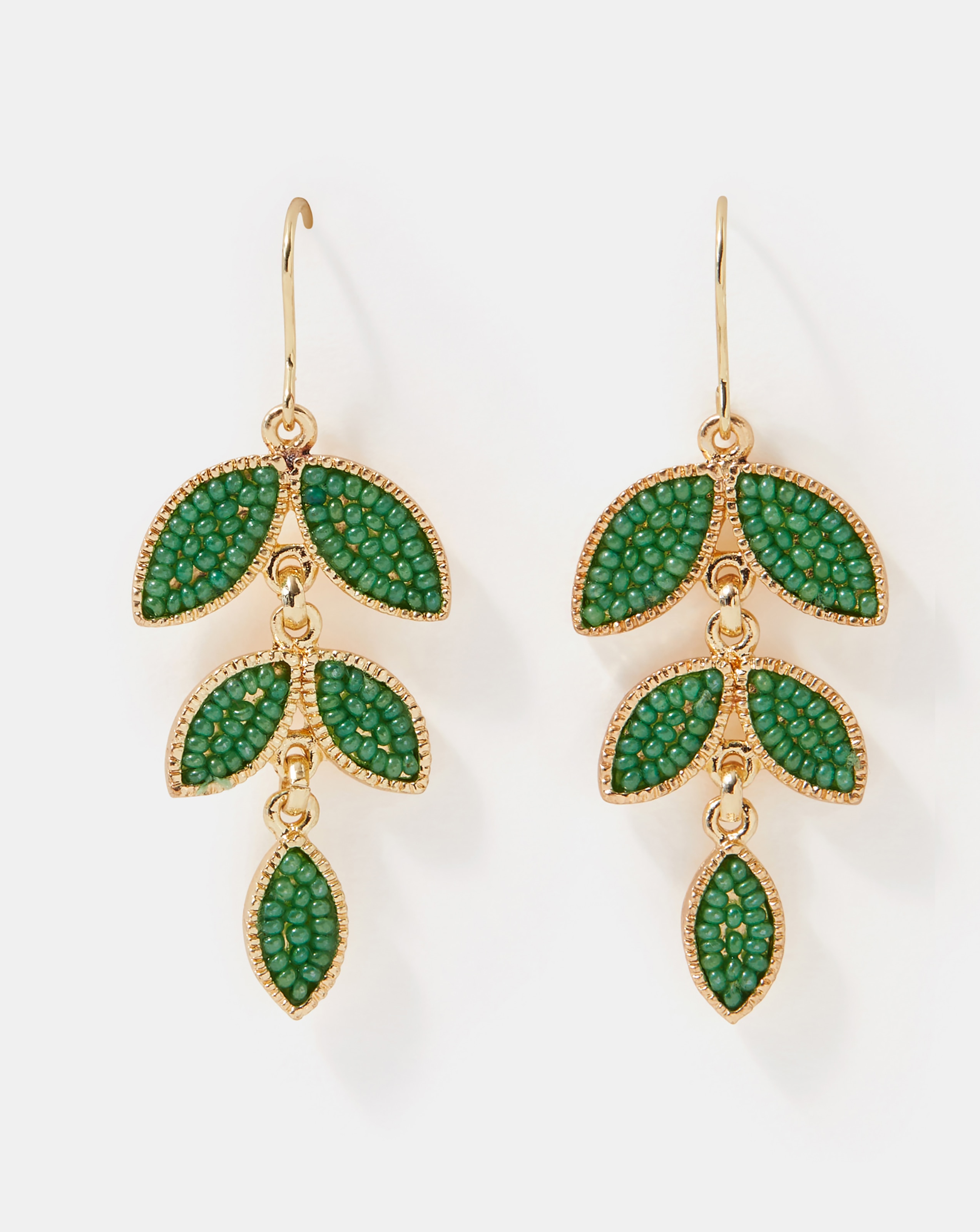 Accessorize Beaded Leaf Drop Earrings