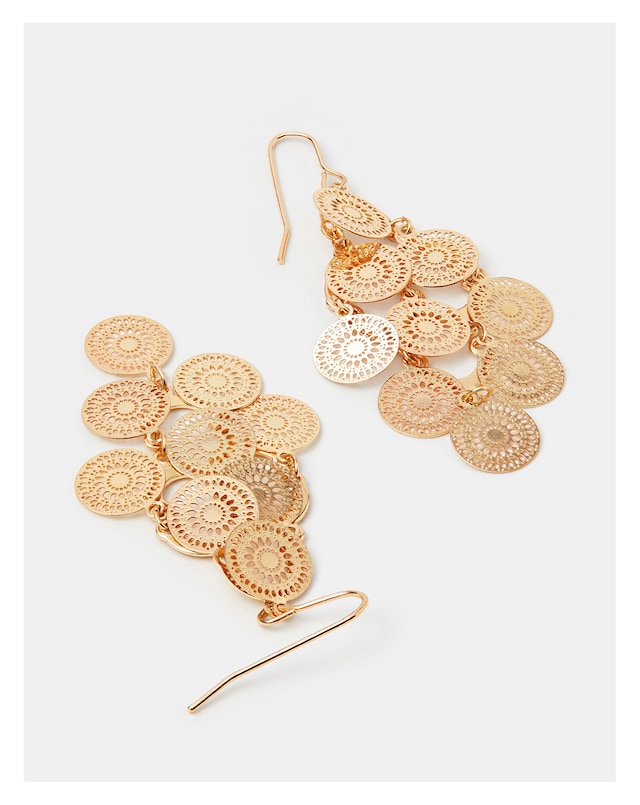 Accessorize Filigree Disc Drop Earrings