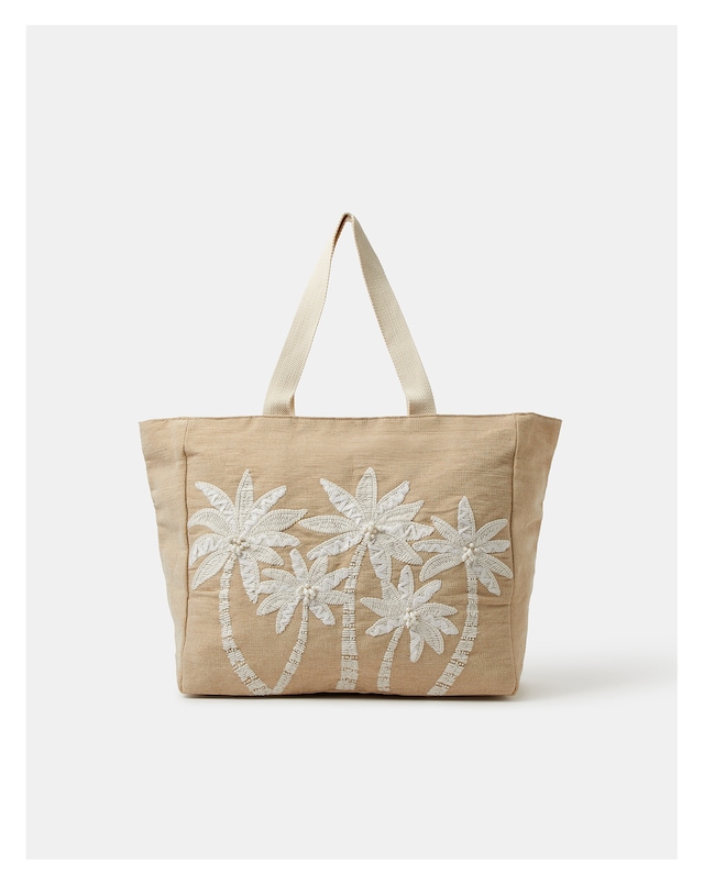 Accessorize Palm Tree Woven Beach Bag