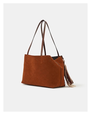 Accessorize Faux Suede Scarf Tote Bag