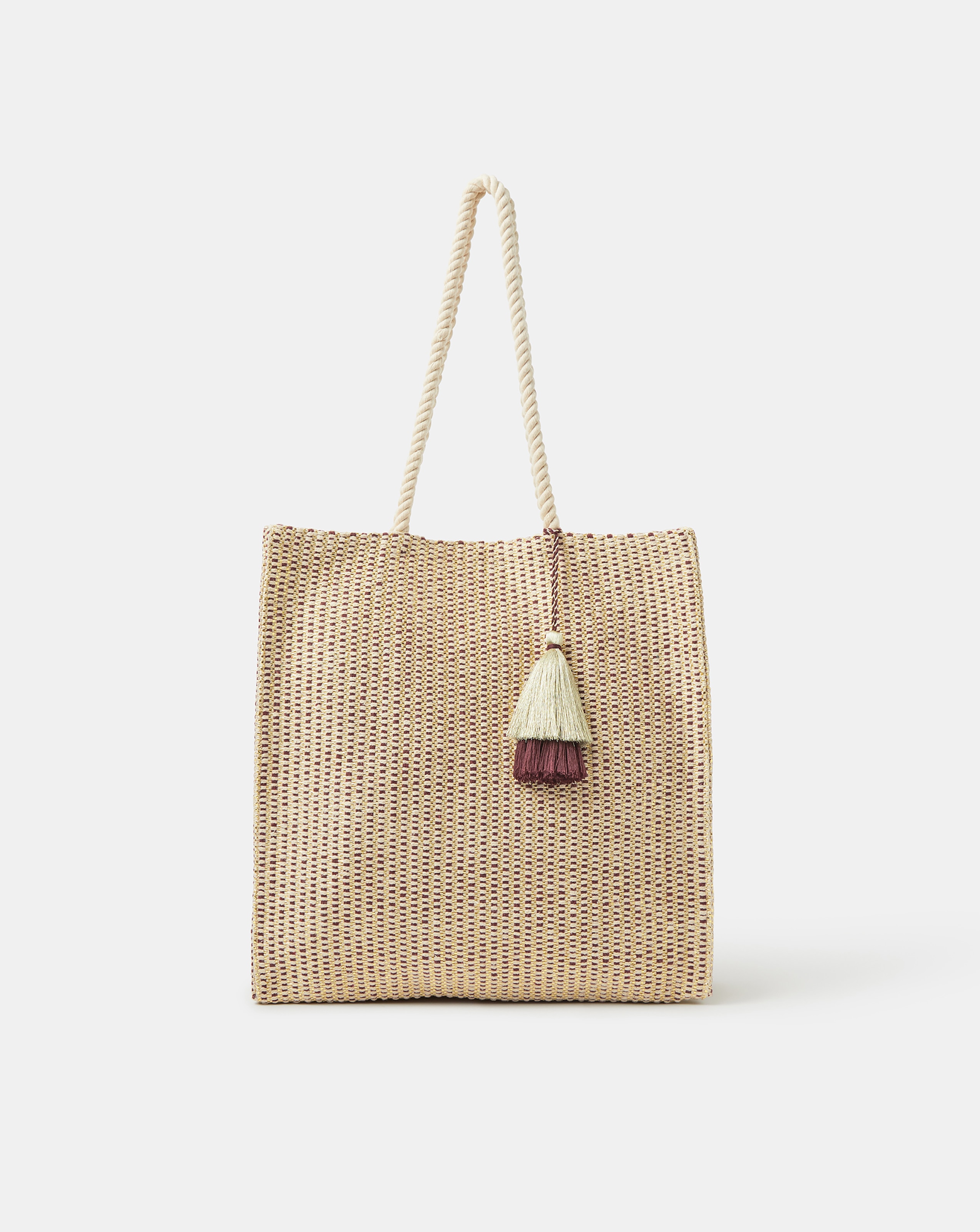 New In - Accessorize Stripe Woven Beach Bag
