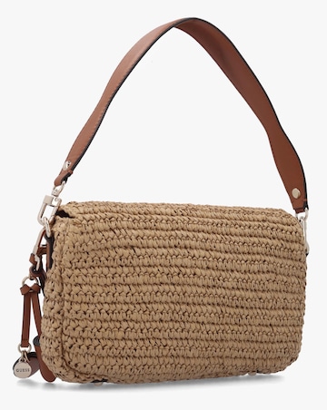 Guess Ofelia Woven Straw Natural Cognac Shoulder Bag