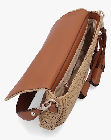 Guess Ofelia Woven Straw Natural Cognac Shoulder Bag