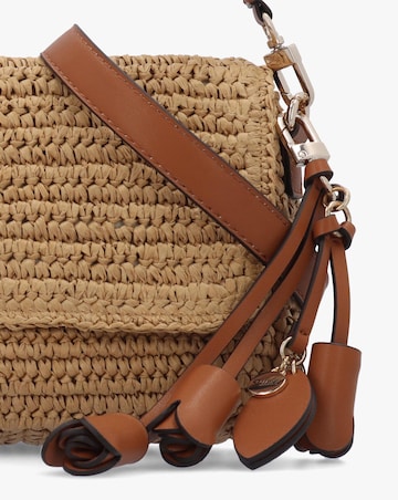 Guess Ofelia Woven Straw Natural Cognac Shoulder Bag