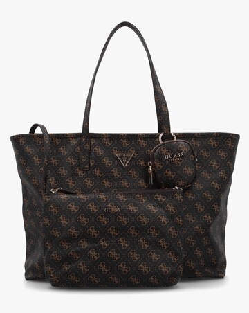 Guess Large Power Play II Brown Logo Tech Tote Bag
