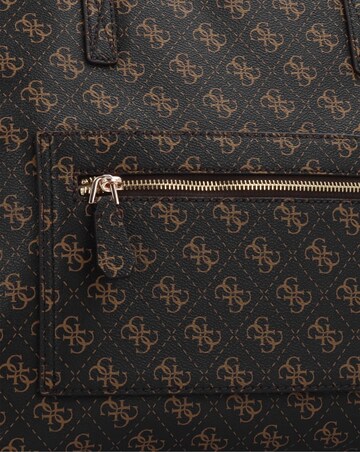 Guess Large Power Play II Brown Logo Tech Tote Bag