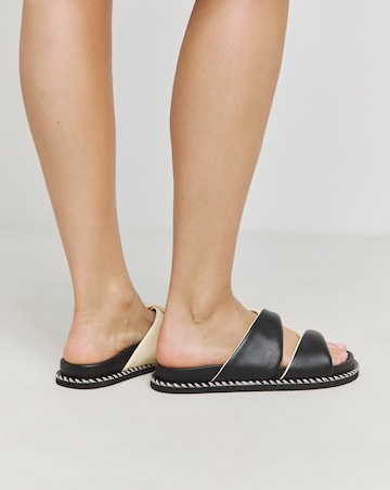 Simply Be Mica Soft Twist Leather Footbed Sandals - Extra Wide Fit (EEE)