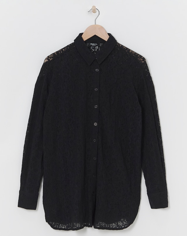 Black Longline Lace Shirt