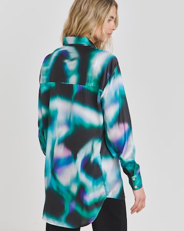 Abstract Print Relaxed Fit Satin Shirt