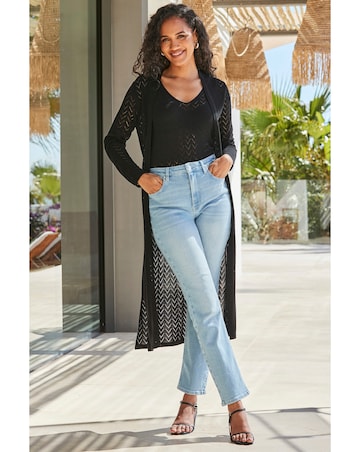 Sosandar Black Chevron Knit Pointelle Vest Top