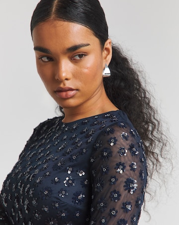 Maya Deluxe Floral Embellished Long Sleeve Maxi Dress