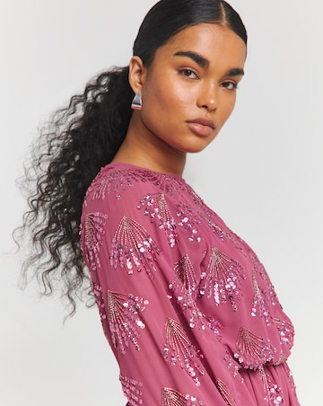 Maya Deluxe Puff Sleeves Embellished Mini Dress