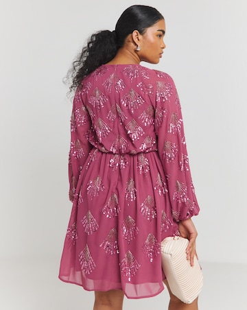 Maya Deluxe Puff Sleeves Embellished Mini Dress