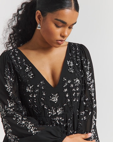 Maya Deluxe Blouson Embellished Mini Dress