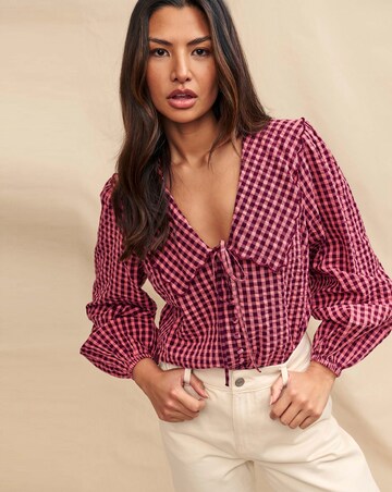 Nobody's Child Gingham Check Blouse