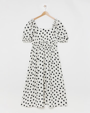 Flounce London Ivory Crepe Spotted Midaxi Dress