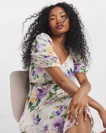 Flounce London Crepe Satin Floral Mini Dress