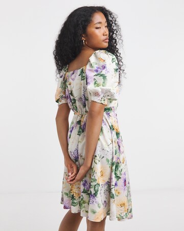 Flounce London Crepe Satin Floral Mini Dress