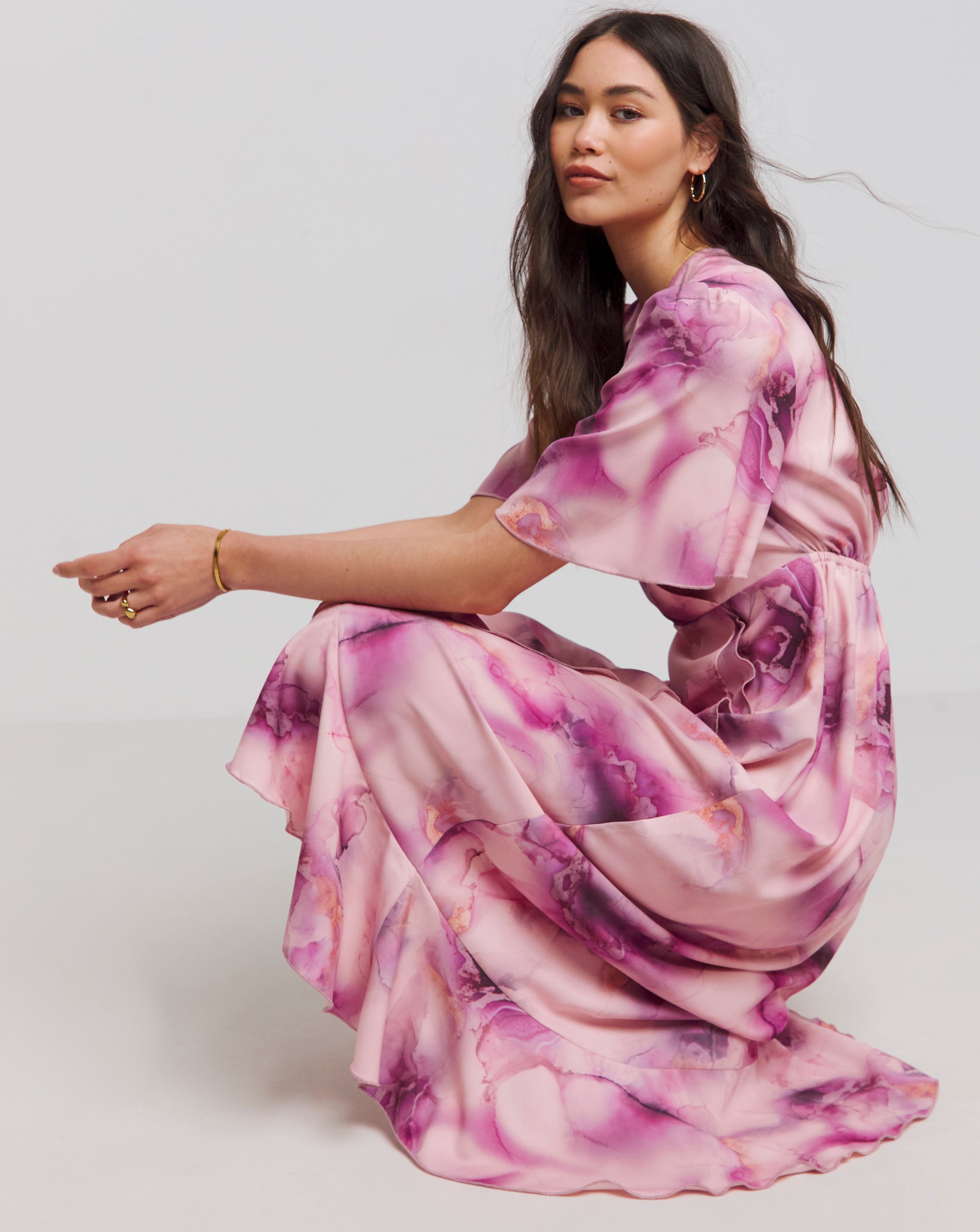 Flounce London Marble Wrap Maxi Dress
