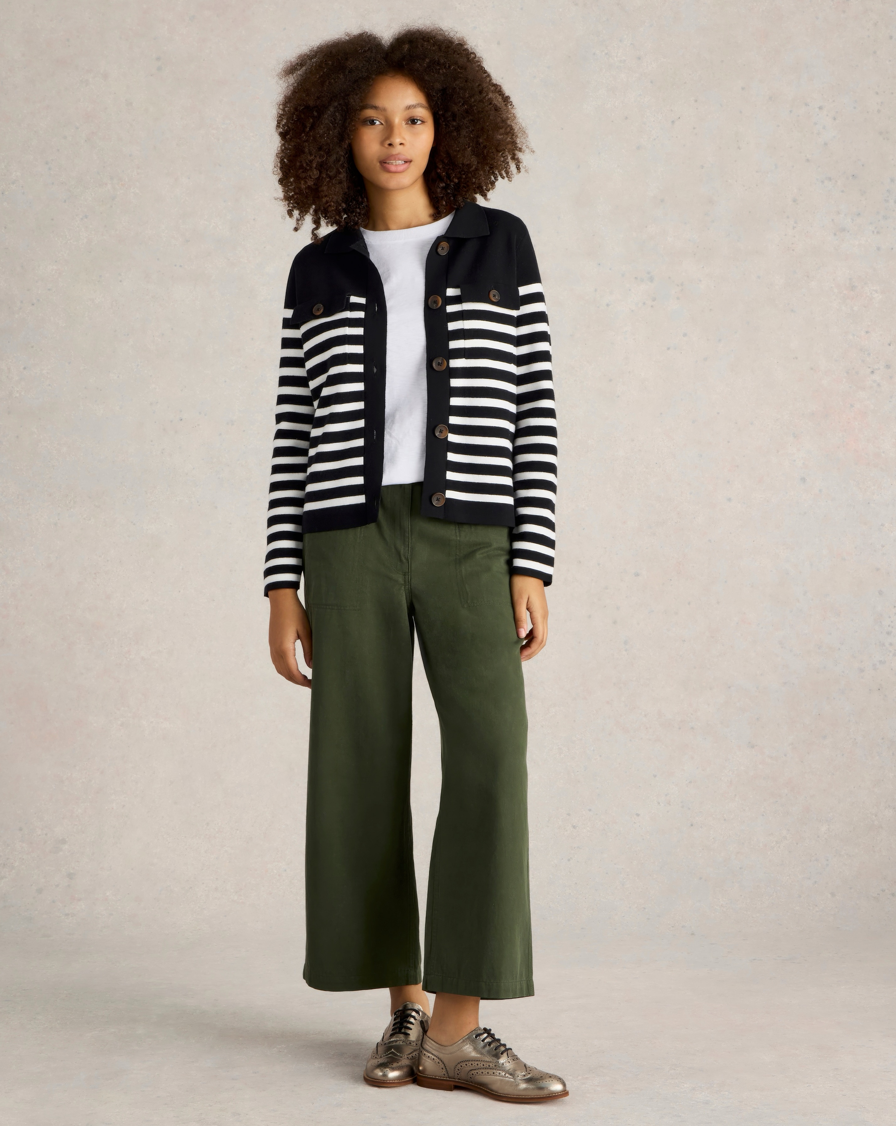 White Stuff Sara Stripe Knitted Shacket