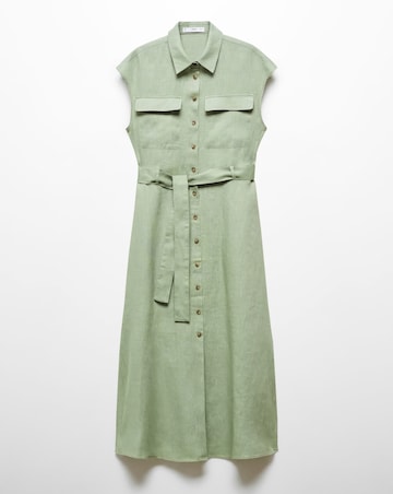 Mango Linen Tie Waist Dress
