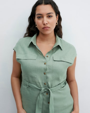 Mango Linen Tie Waist Dress