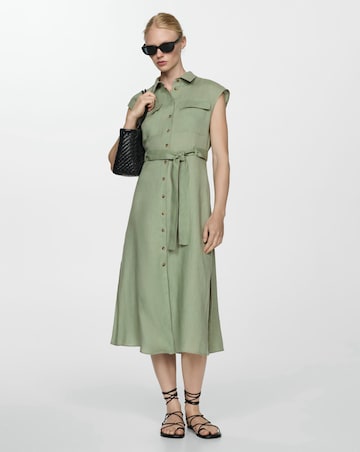 Mango Linen Tie Waist Dress