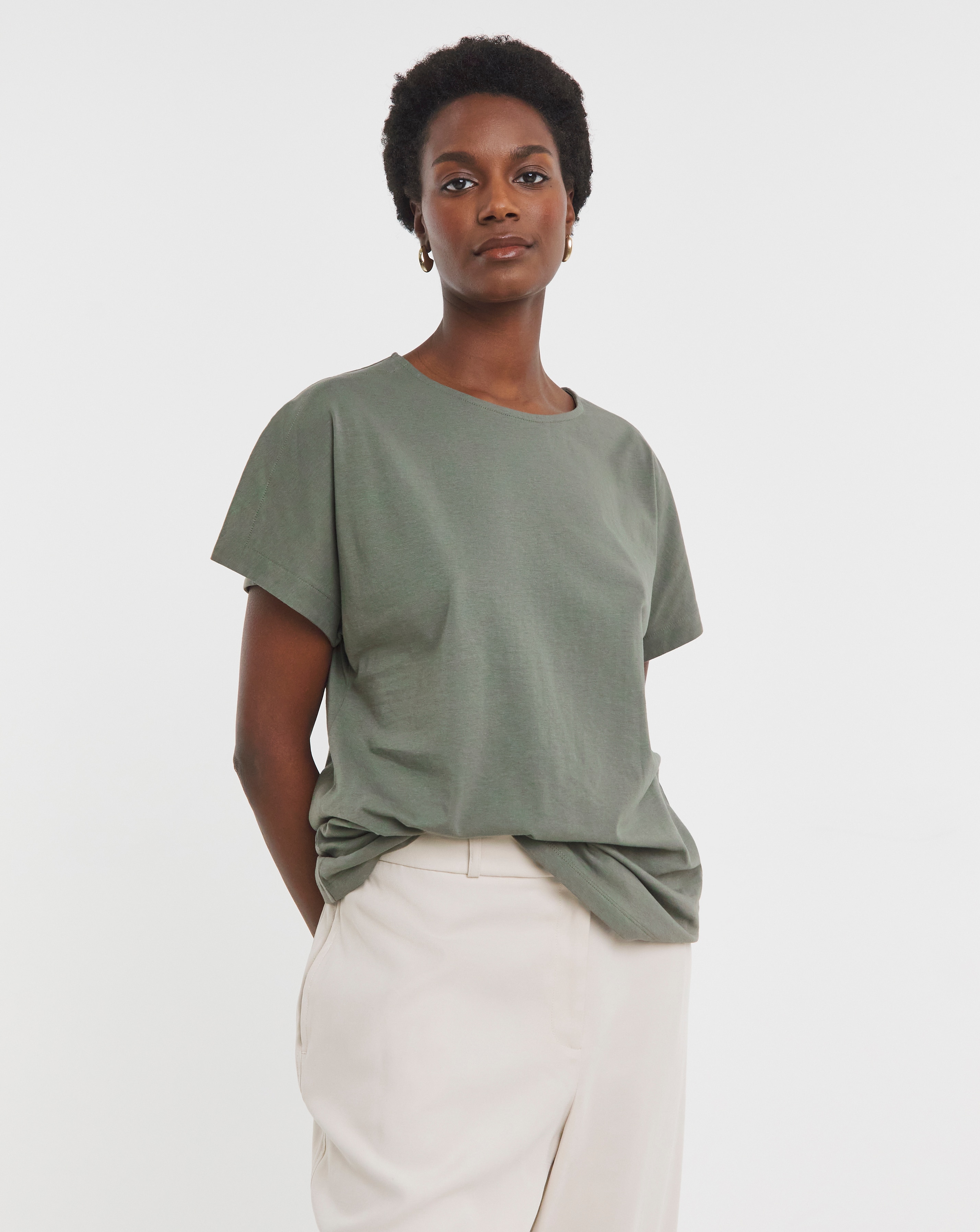 Crew Neck Split Sleeve T-shirt