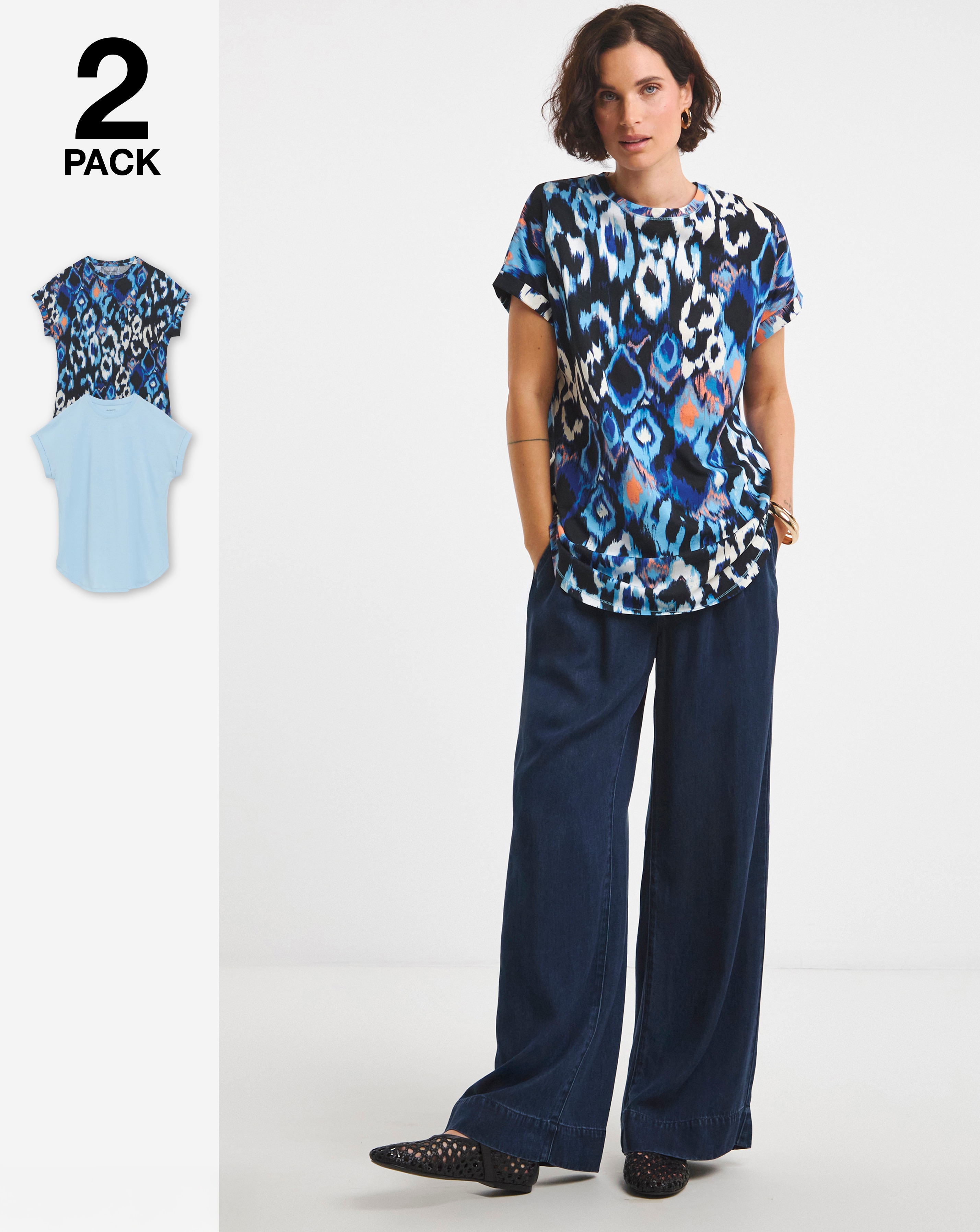 2 Pack Curved Hem Longline Top