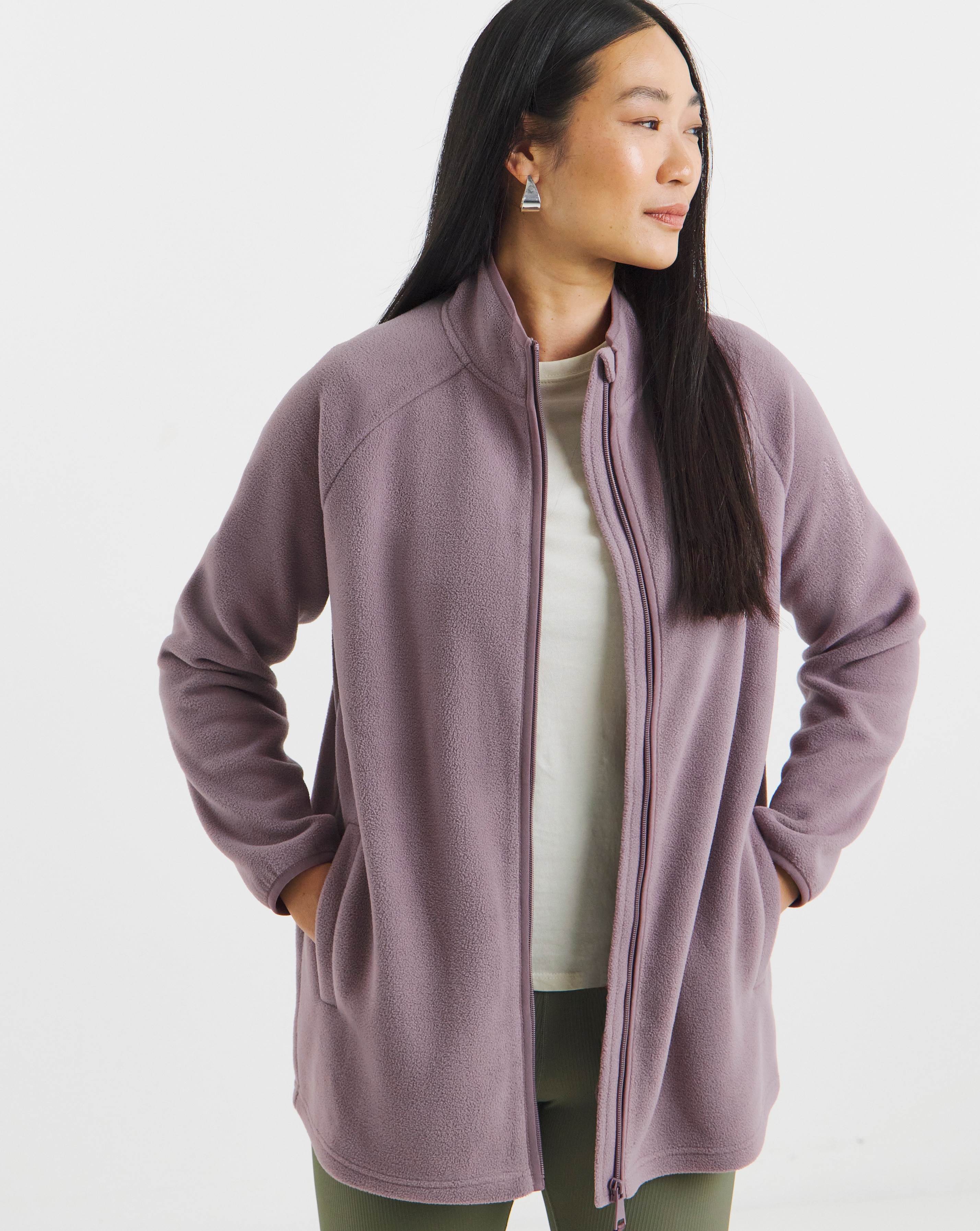ZIP THROUGH LONGLINE FLEECE