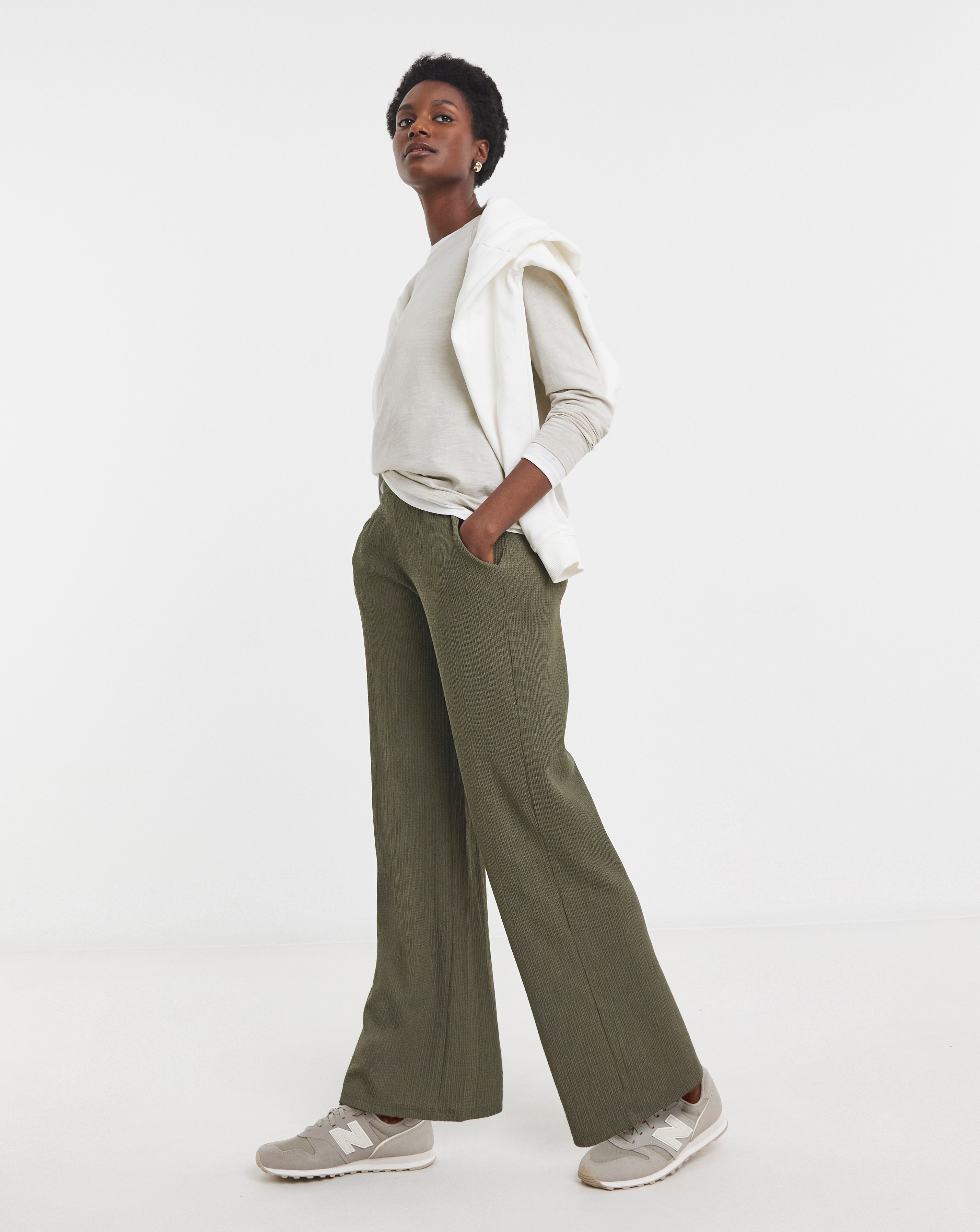 Wide Leg Jersey Trousers