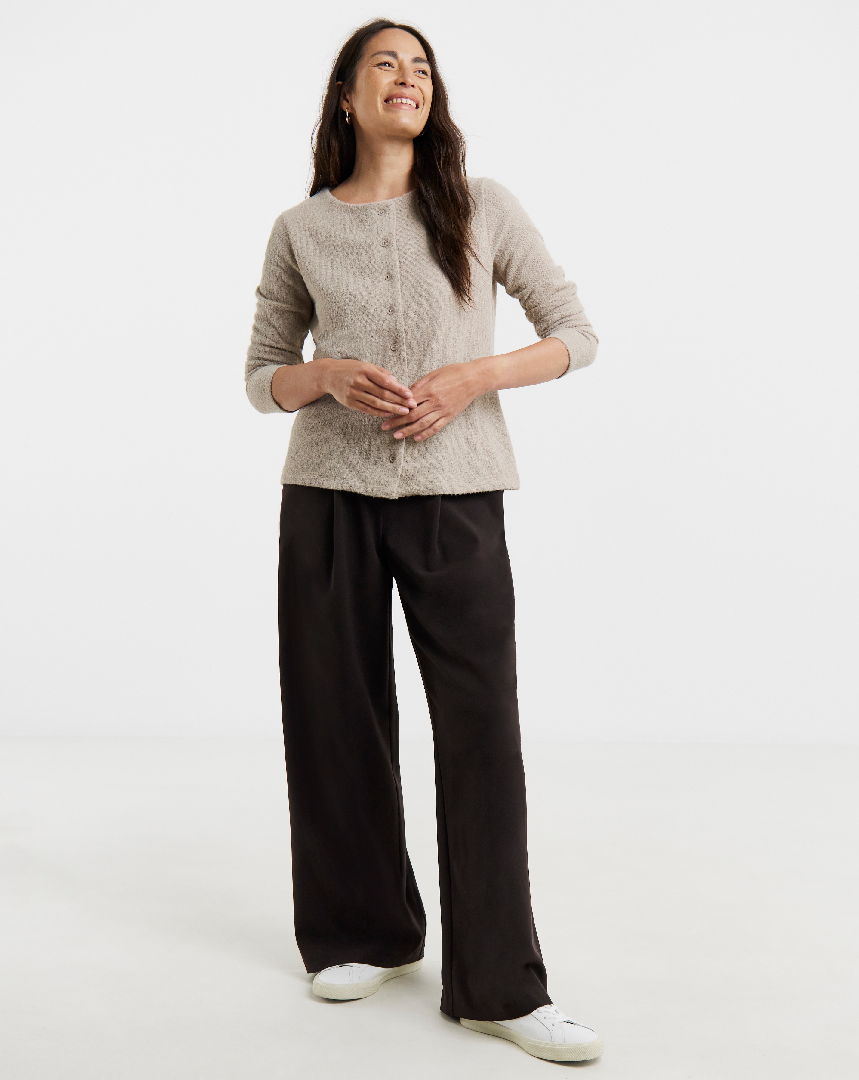 Brushed Soft Touch Button Up Cardigan