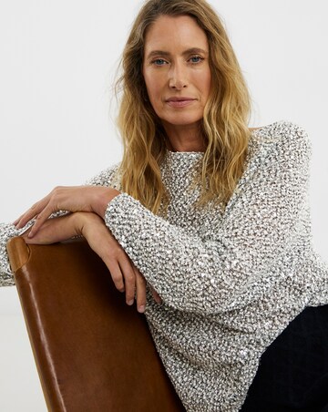 Sequin Popcorn Slouch Long Sleeve Top