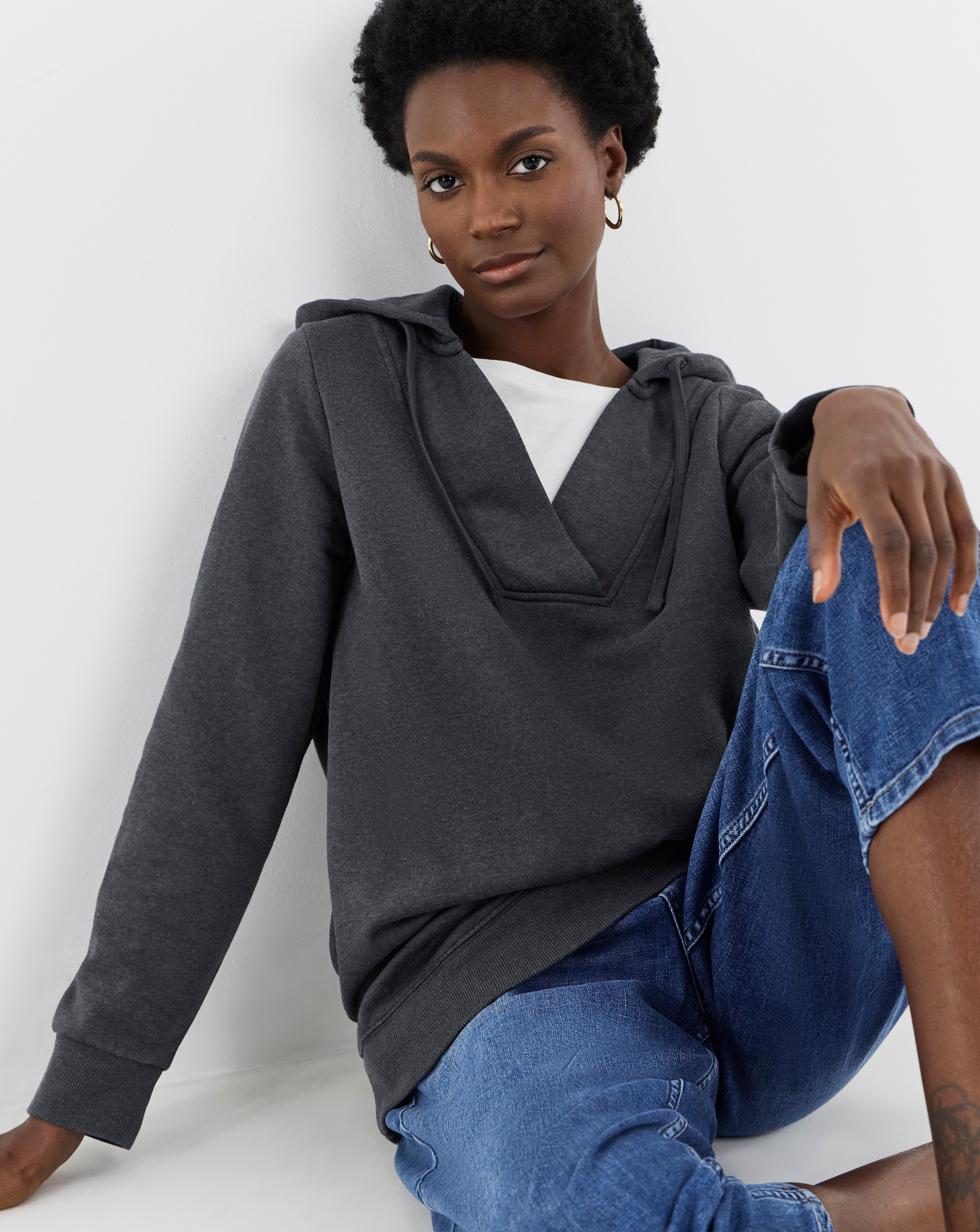 Pull Over Open Neck Hoodie