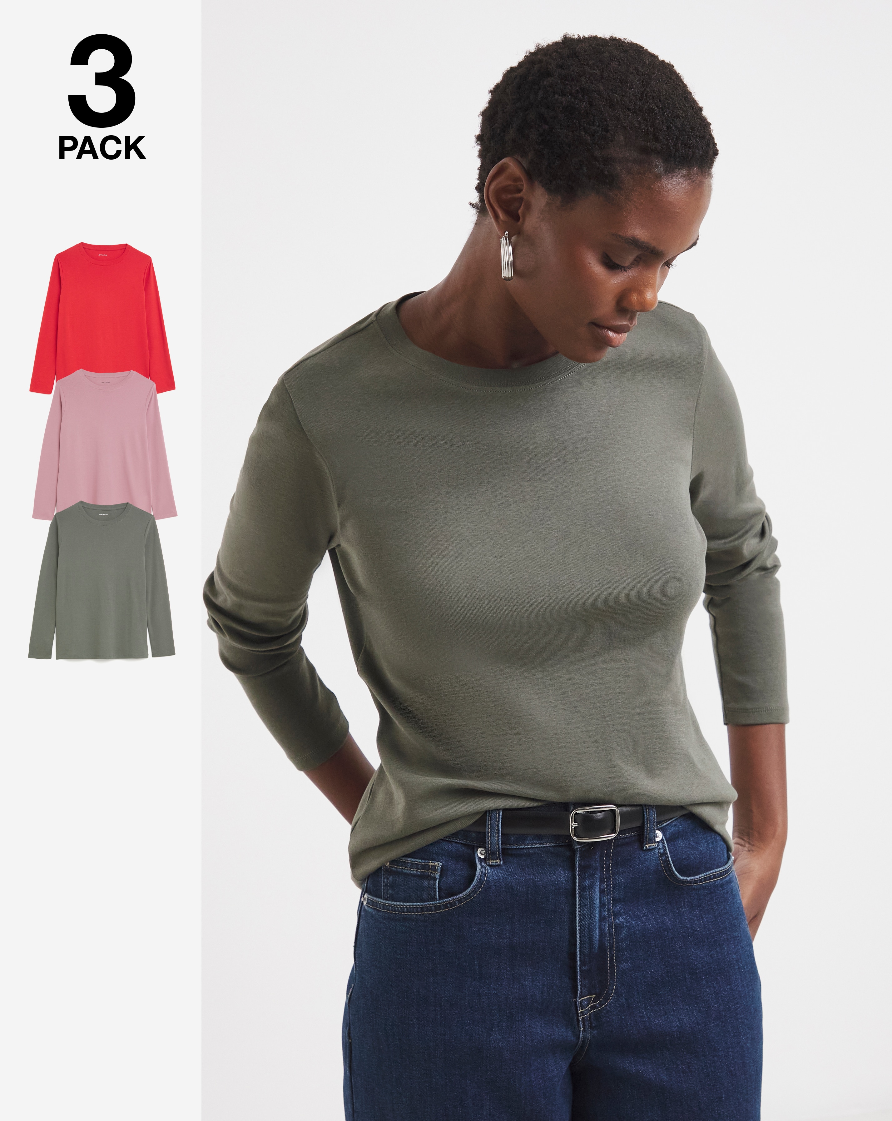 3 Pack Crew Neck Long Sleeve