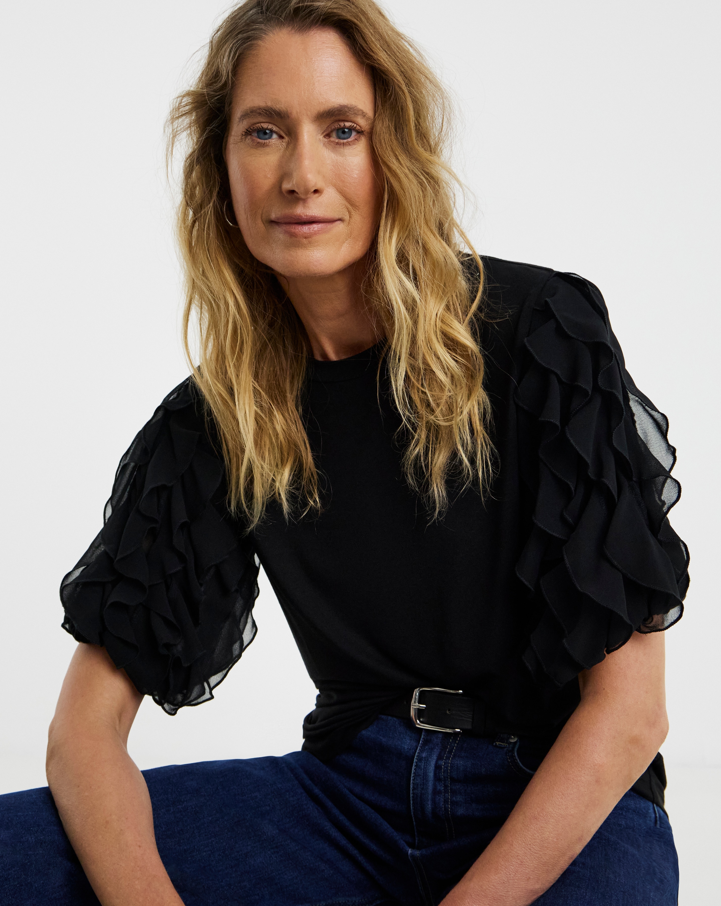 Ruffle Sleeve Puff Top