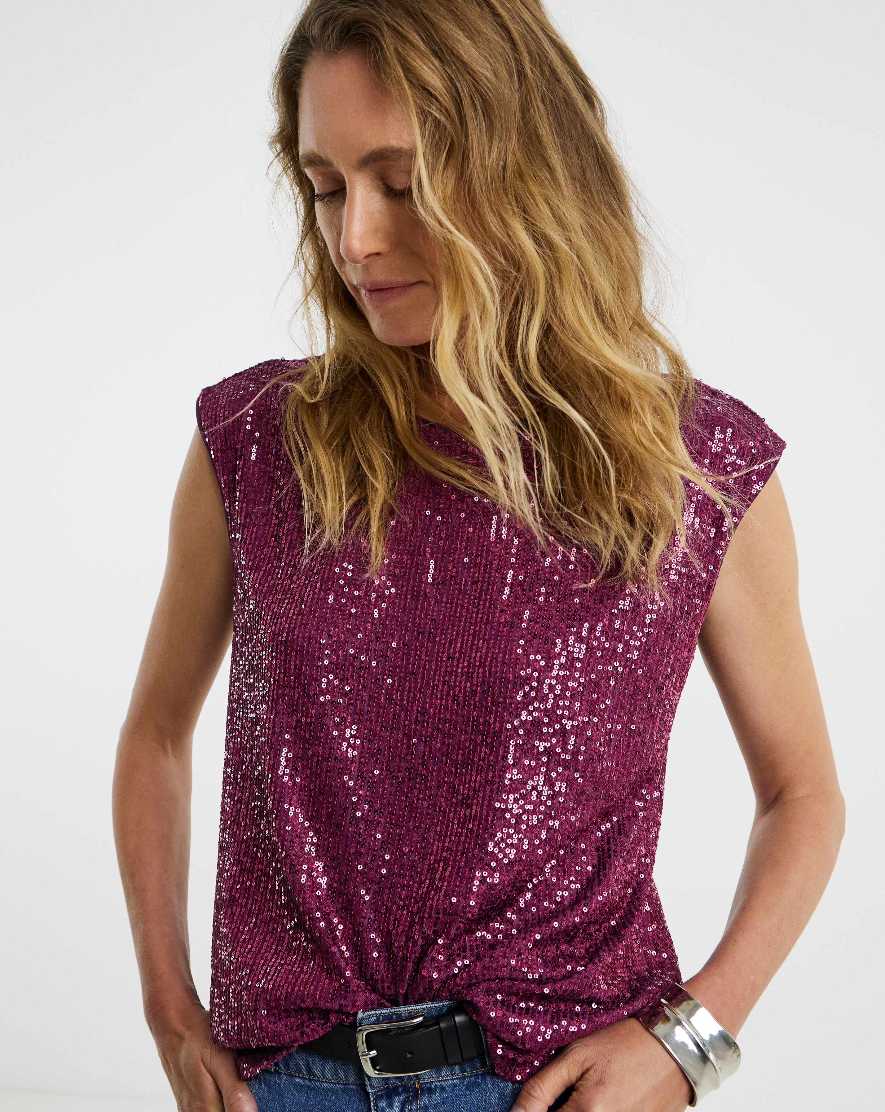 Sequin Cap Sleeve Vest