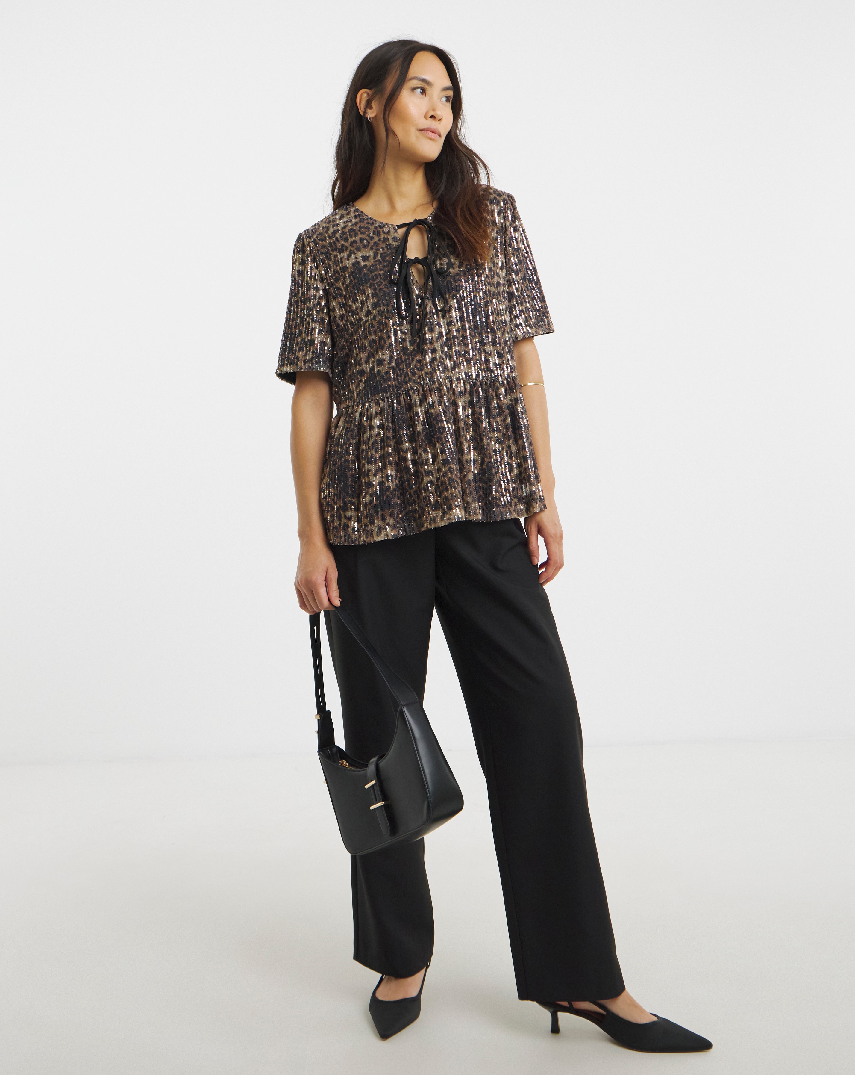 Sequin Tie Front Top