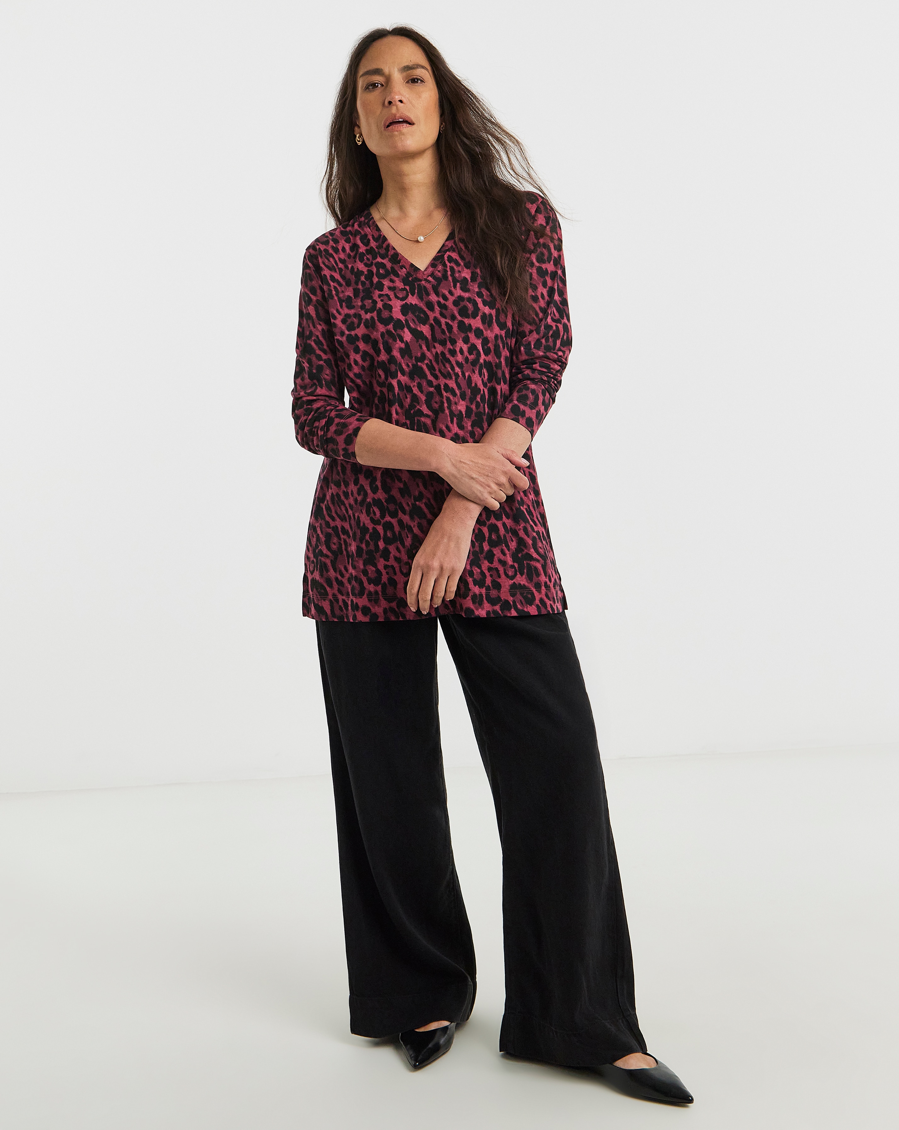 V-Neck Split Hem Slouch T-Shirt