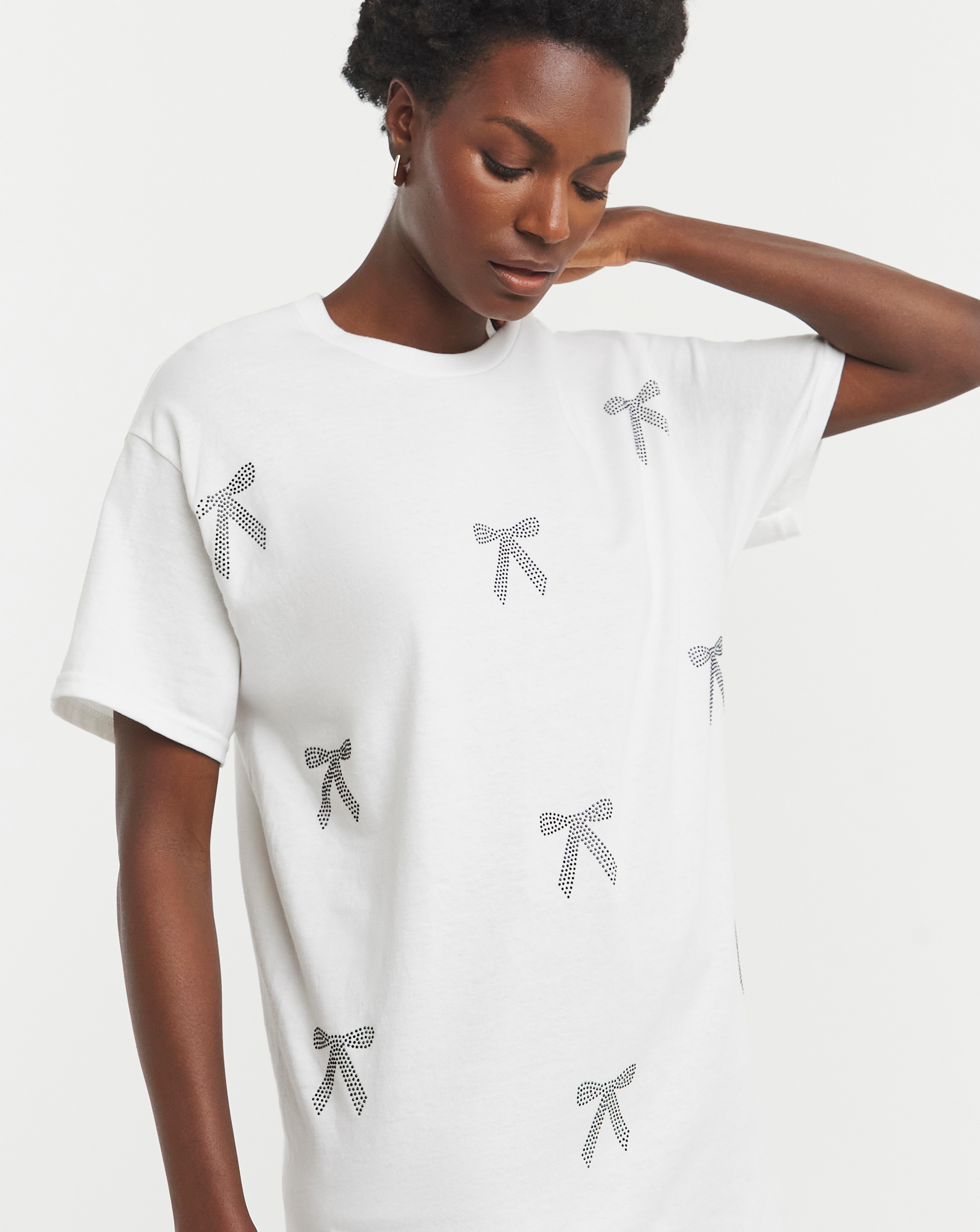 Bow All Over Embellished T-Shirt