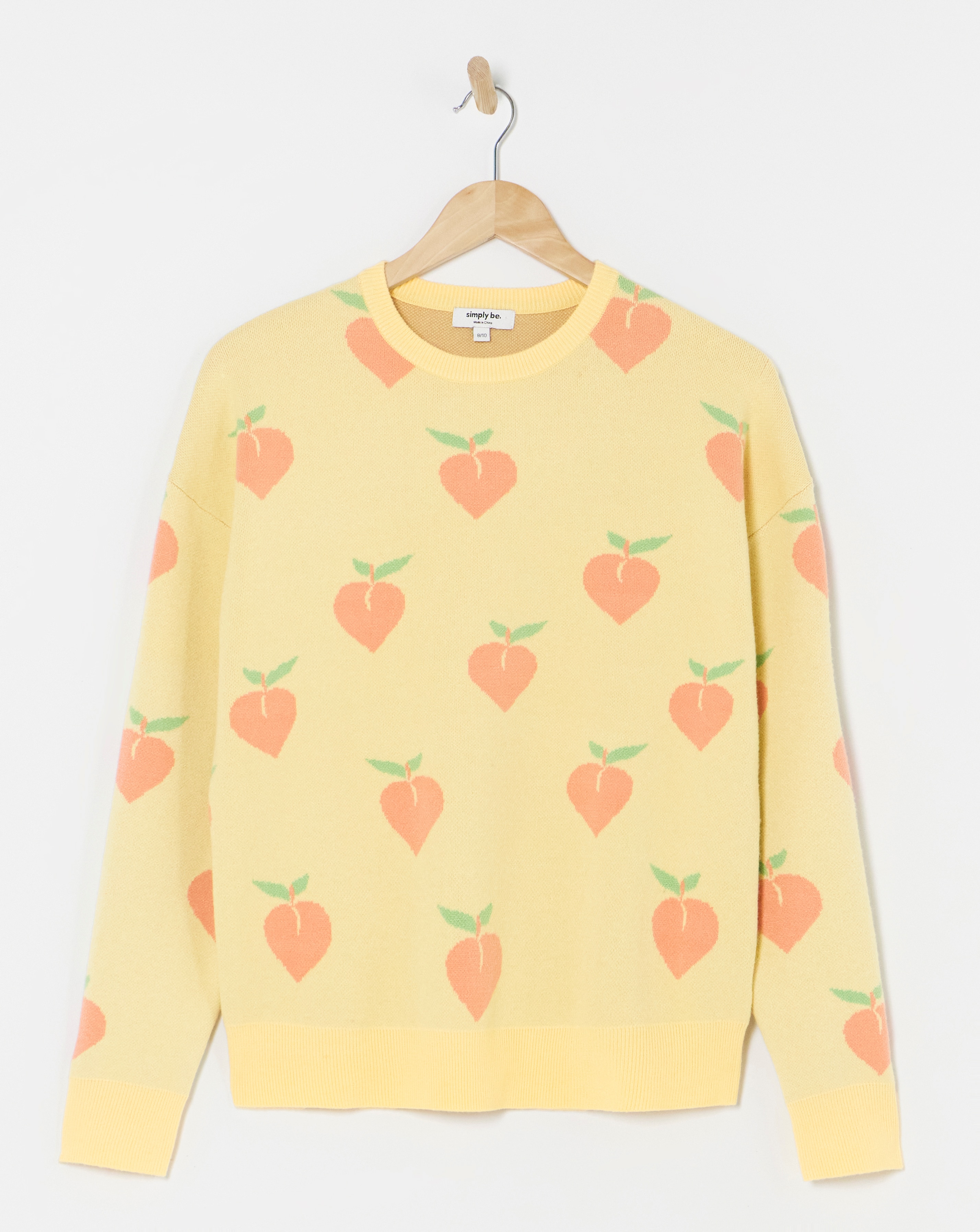 Simply Be Peach Pattern Crew Neck Jumper