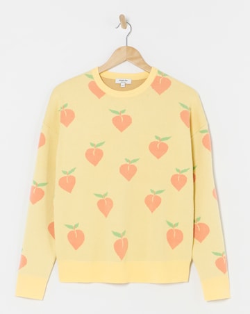 Simply Be Peach Pattern Crew Neck Jumper