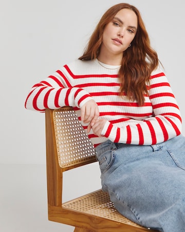 Simply Be Stripe Rib Crew Neck Jumper