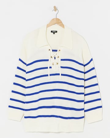 Nautical Stripe Tie Neck Jumper