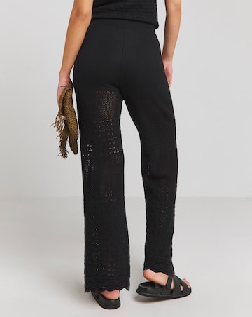 Black Crochet Wide Leg Trousers