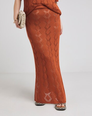 Simply Be Rust Crochet Skirt Co Ord