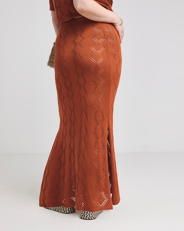 Simply Be Rust Crochet Skirt Co Ord