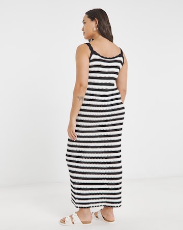 Simply Be Mono Stripe Crochet Maxi Dress
